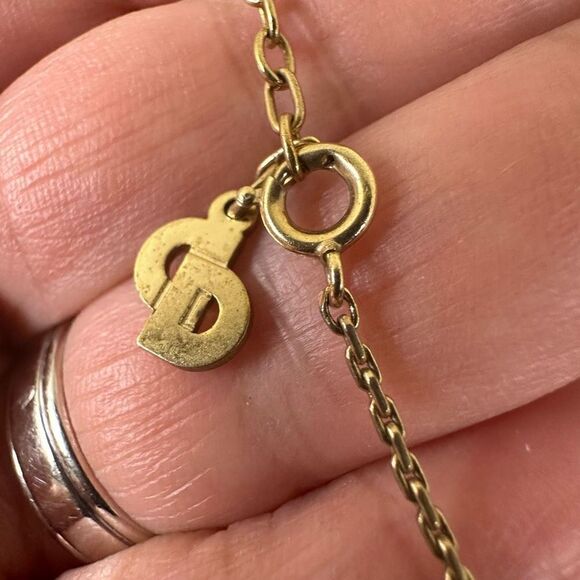 Dior CD Logo Rhinestone Gold Tone Necklace - Picture 6 of 7